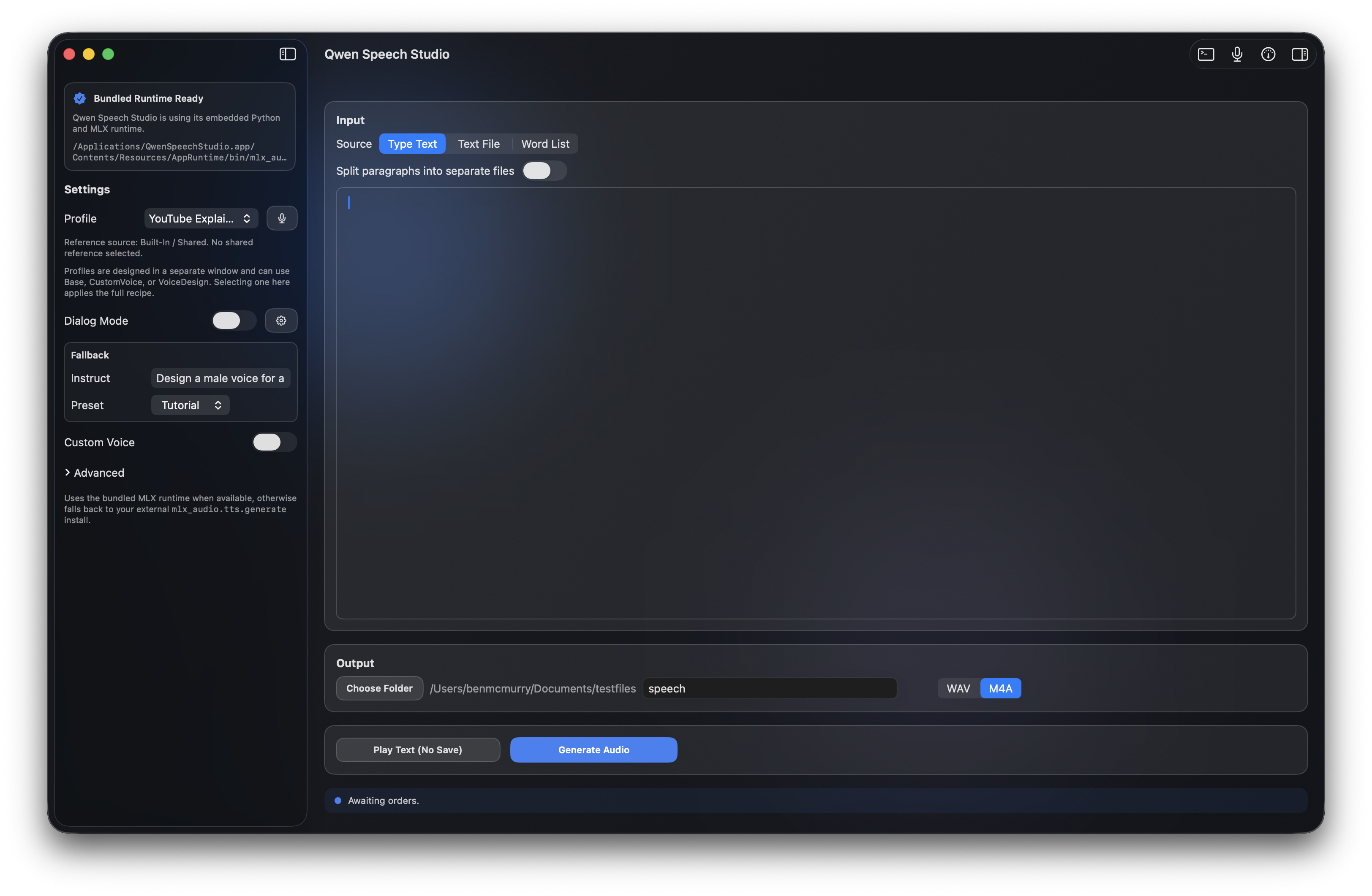 Custom voice cloning interface