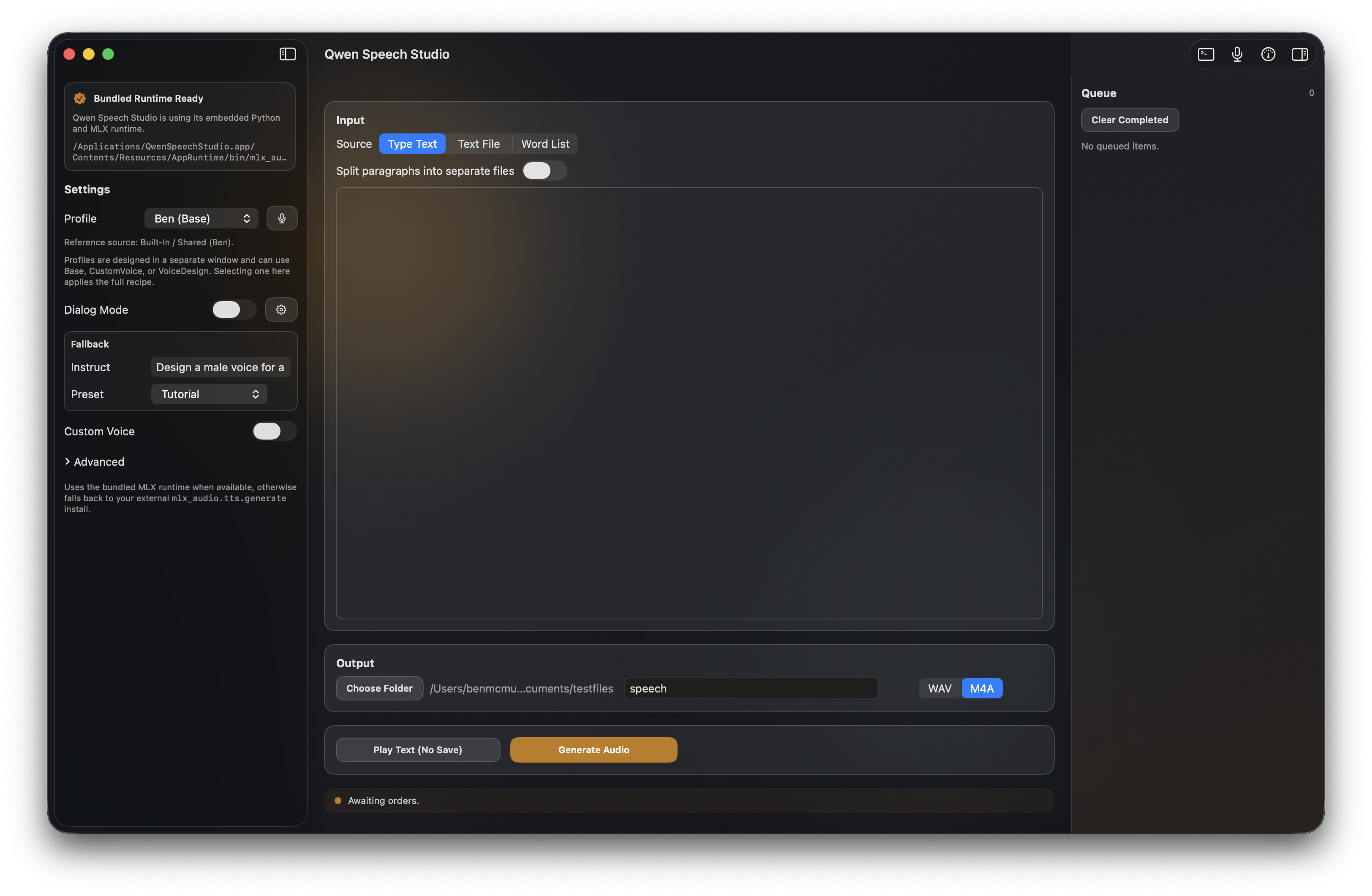 Export options and format selection